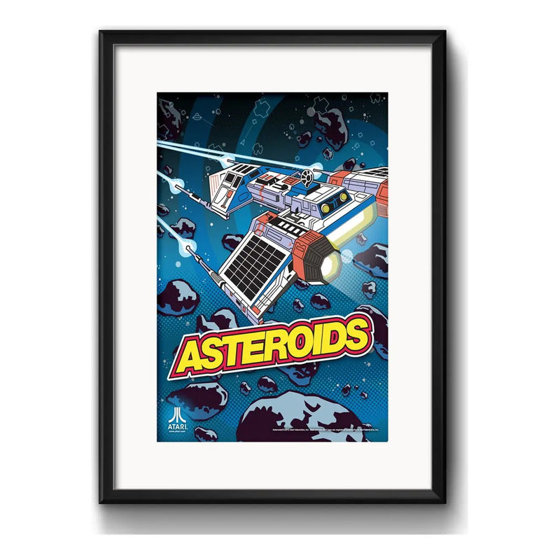 Cuadro Asteroids Atari Retro Game Geek Decoracion Paspartú Marco Negro