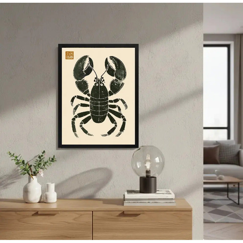 Cuadro Langosta Matsumoto Hoji Arte Japon Decoracion Cocina Marco Negro
