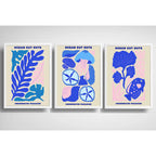 Set 3 Cuadros Decoración Playera Nautico Paraíso Subacuático Marco Blanco
