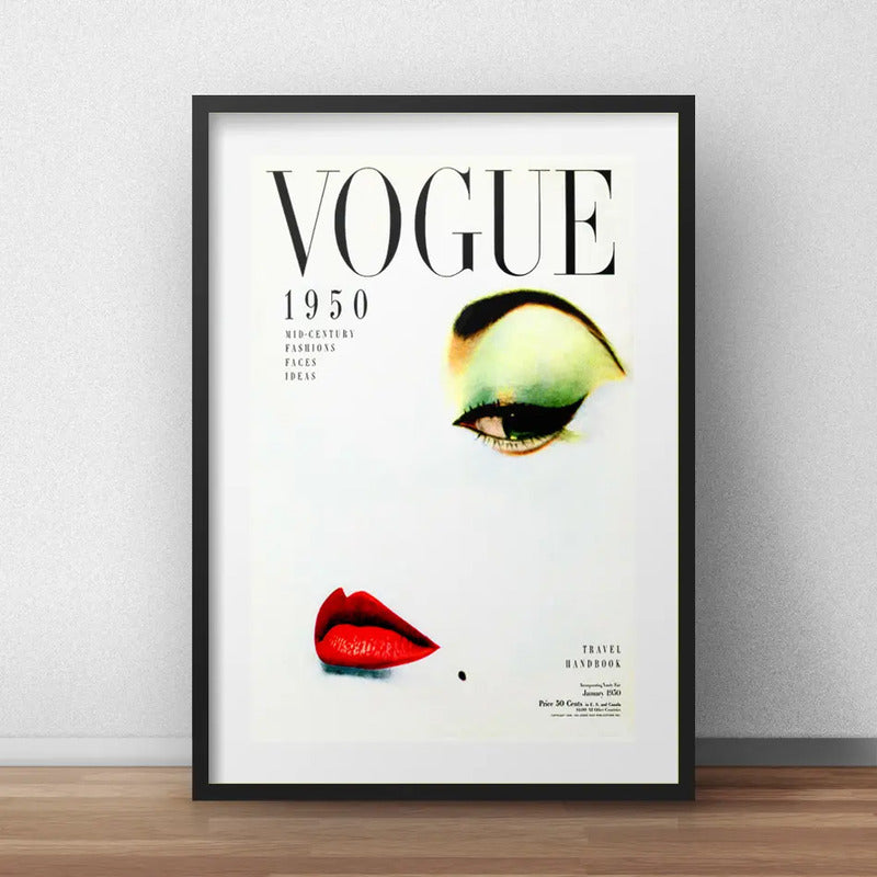 Cuadro Vogue Retro Fashion Makeup Decoracion Con Paspartú Marco Negro