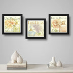 Set 3 Cuadros Flores Paris Perfume Baño Arte Decoracion