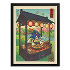 Cuadro Sonic Chef Takoyaki Asado Cocina Comida Japón Game Marco Negro
