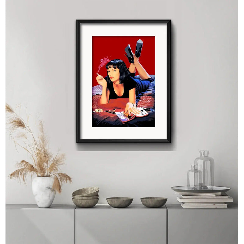 Cuadro Pulp Fiction Pelicula Tarantino 53x43cm Con Paspartú Marco Negro