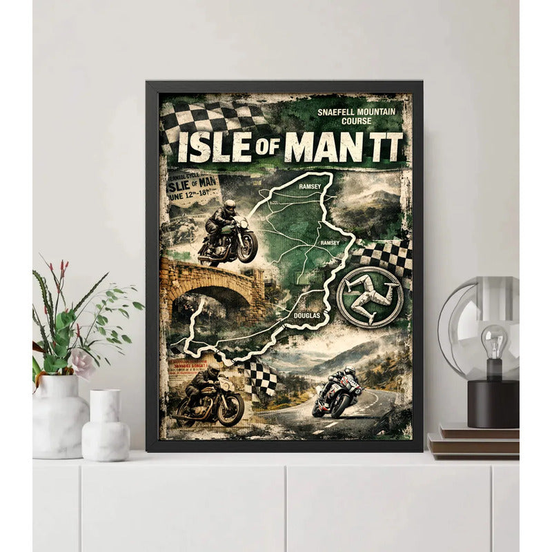 Cuadro Isle Of Man Moto Gp Circuito Carrera Pista Autodromo Marco Negro