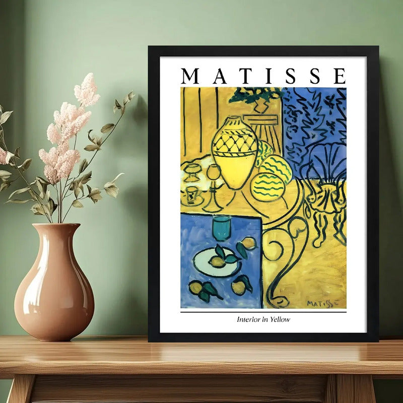 Cuadro Henri Matisse Interior Amarillo Limones Chef Cocina Marco Negro