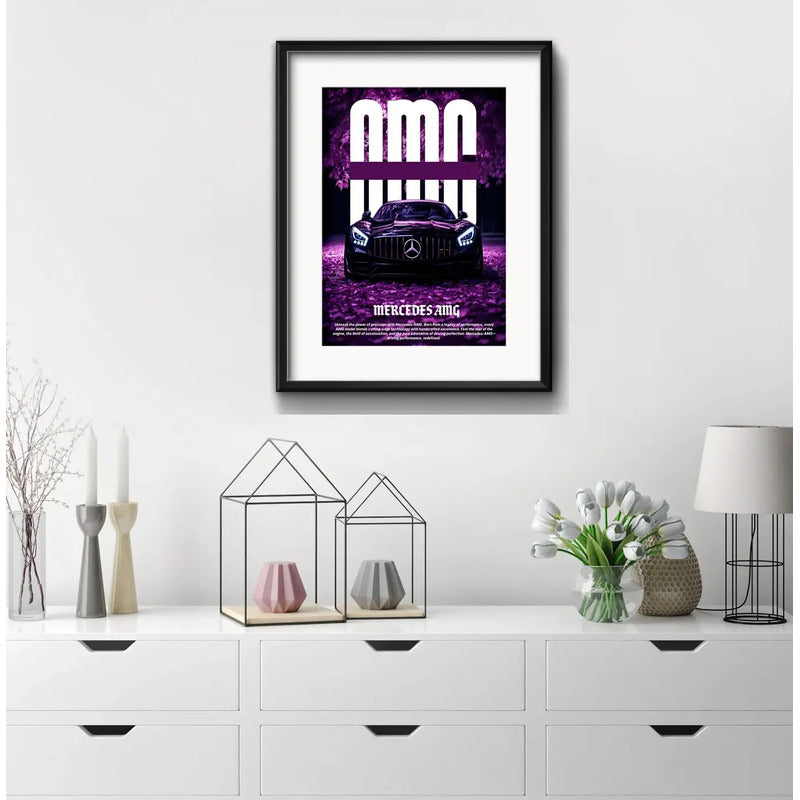 Cuadro Mercedes-benz Amg Gt Auto Modelo 53x43cmcon Paspartú Marco Negro