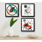 Set 3 Cuadros Kandinsky Arte Abstracto Bauhaus Geometrico Marco Negro