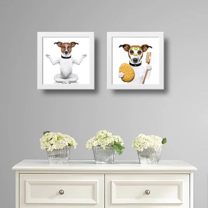 Set 2 Cuadros Perro Spa Yoga Zen Mascota Pet Arte Decoracion