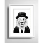 Cuadro León Hipster Blanco Y Negro Decoracion Con Paspartú