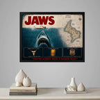 Cuadro Jaws Tiburon Mapa Pelicula Cinema Terror Spielberg Marco Negro