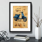 Cuadro Lambretta Patente Retro Vintage Scooter Con Paspartu Marco Negro