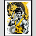 Cuadro Bruce Lee Dragón Amarillo Kung Fu Gym Decoracion Bruce Lee Dragón Amarillo 2 Marco Negro