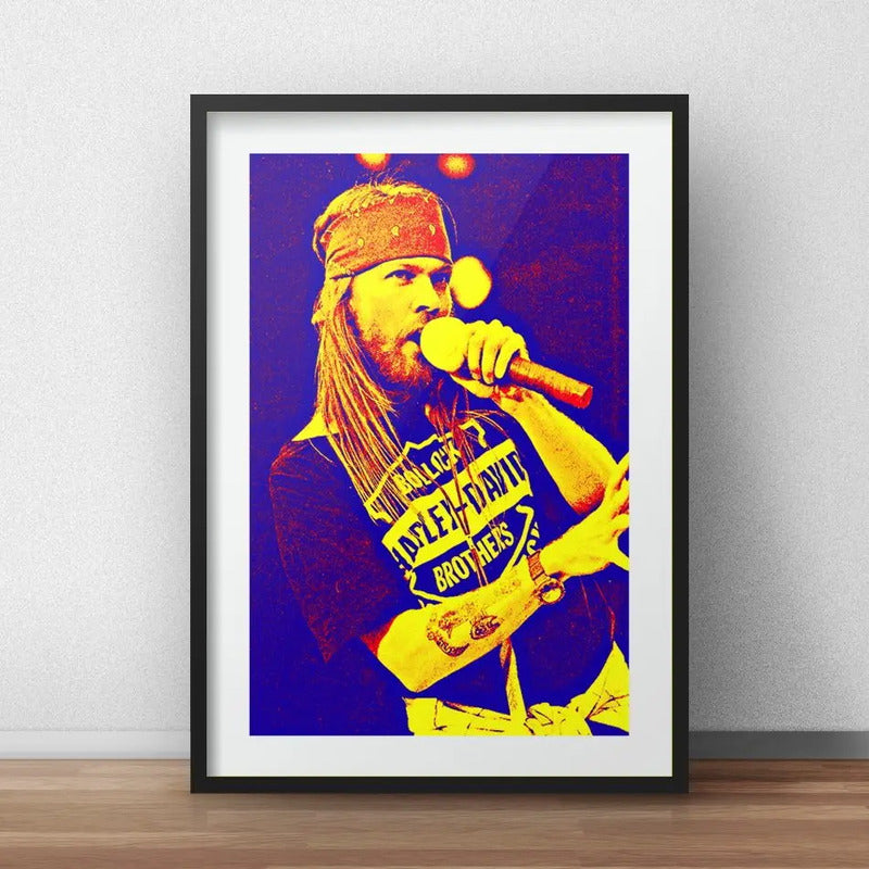 Cuadro Axl Rose Guns N Roses Rock Decoracion Con Paspartú Marco Negro