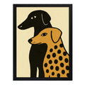 Cuadro Dormitorio Living Duo Canino Tonos Neutros Beige Marco Negro