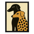 Cuadro Dormitorio Living Duo Canino Tonos Neutros Beige Marco Negro