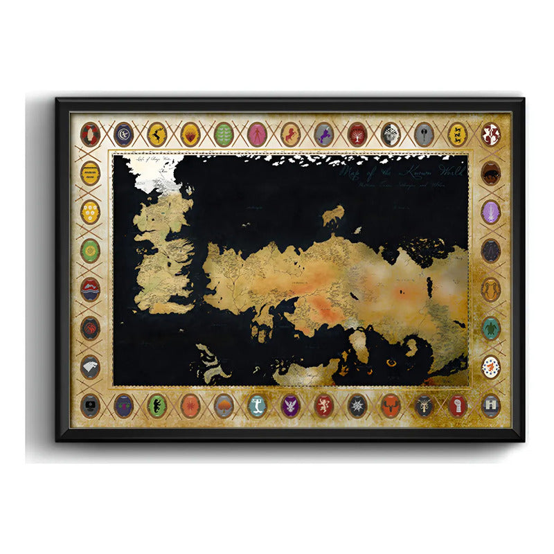 Cuadro Mapa Game Of Thrones Medieval Série Tv Decoracion