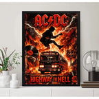 Cuadro Ac/dc Highway To Hell Rock Musica Acdc Art Decoracion Marco Negro