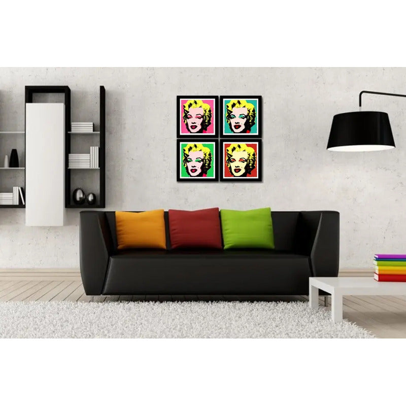 Set 4 Cuadros Marilyn Monroe Pop Art Andy Warhol Vintage Marco Negro