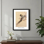 Cuadro Living Arte Ohara Koson Faisan Ave Rama Cerezo Flores Marco Negro