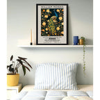 Cuadro Pavo Real Botanico William Morris Floral Ave Flores 1 Marco Marco Negro
