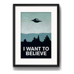 Cuadro The X-files Minimalista Archivos X Serie Con Paspartú Marco Negro