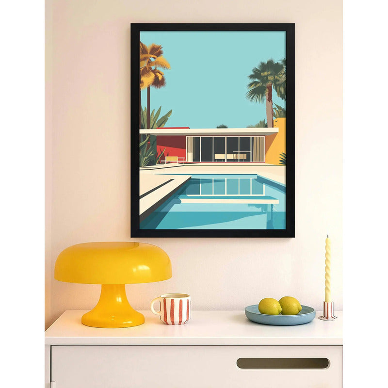 Cuadro Arquitectura Moderna Bauhaus Proyectos De Decoracion Casa Con Palmeras Estilo David Hockney Negro