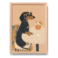 Cuadro Cocina Living Perro Dachshund Salchicha Aperol Oak Marco Marrón Claro