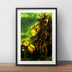 Cuadro Leon De Judá Reggae Jamaica Vintage Con Paspartu Marco Negro