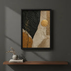 Cuadro Dormitorio Living Boho Abstracto Texturas Oro Brs1 Marco Negro