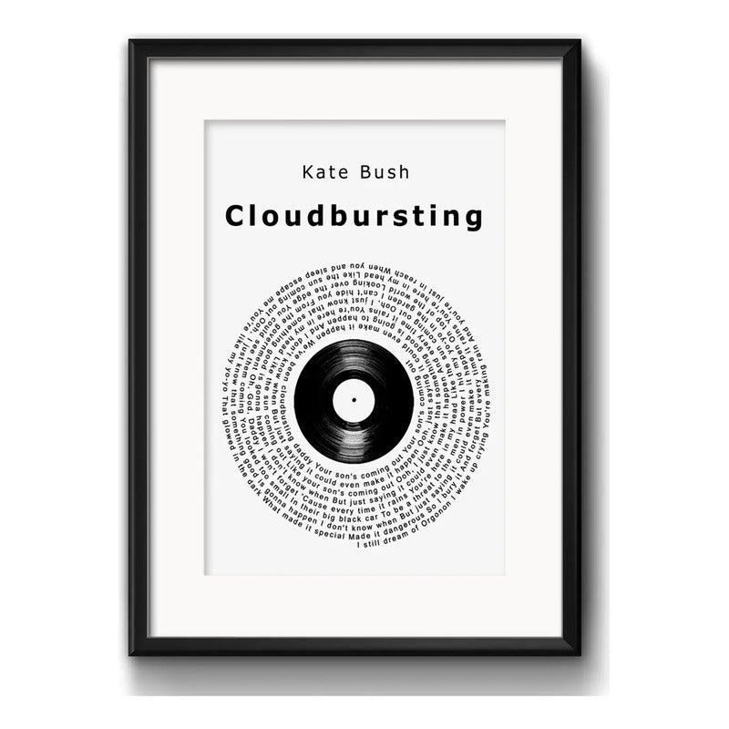 Cuadro Kate Bush Cantante Pop Ingles Decoracion Con Paspartú Letra Cloudbusting Con Marco Negro