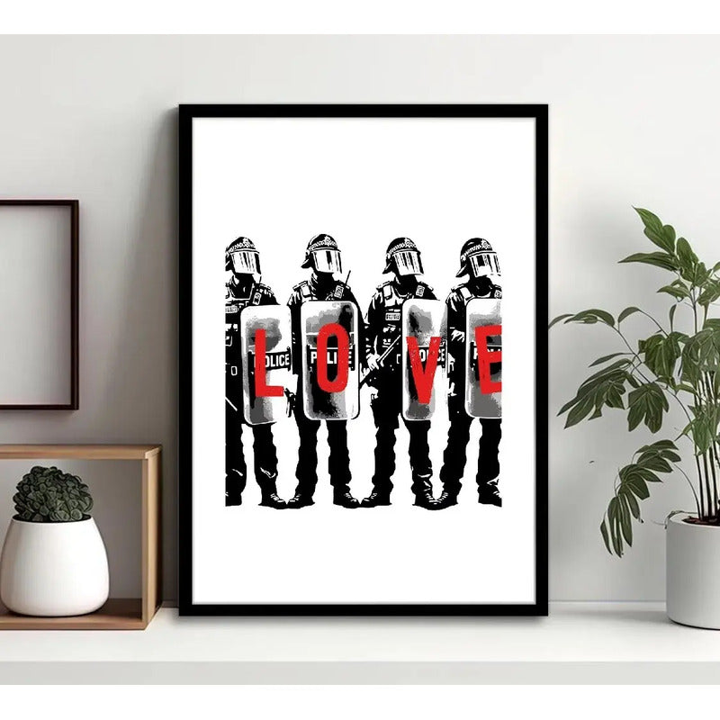 Cuadro Banksy Love Arte Urbano Decoracion Moderna Marco Negro