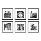 Wall 6 Cuadros Fotos Familiares Personalizado Blanco Y Negro Marco Negro
