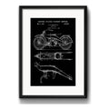 Cuadro Harley Davidson Patente Proyecto Retro Con Paspartu Marco Negro