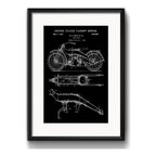 Cuadro Harley Davidson Patente Proyecto Retro Con Paspartu Marco Negro