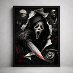 Cuadro Scream Grita Ghostface Pelicula Terror Efecto 3d Marco Negro