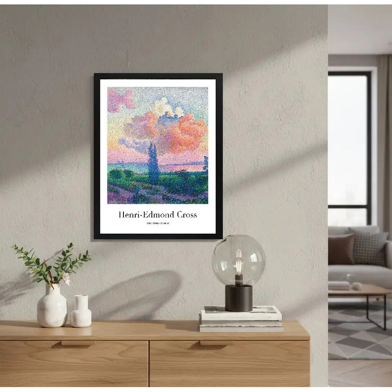 Cuadro Living Henri-edmond Cross La Nube Rosa Arboles Arte Marco Negro