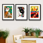 Set 3 Cuadros Living Joan Miró Arte Decoracion Con Paspartu Miró Collection 2 Con Marco Negro
