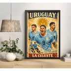 Cuadro La Celeste Seleccion Uruguay Fútbol 2026 Arte Retro Marco Negro