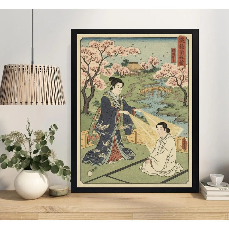 Cuadro Pase Energetico Espiritismo Japón Médium Espirita Art Pase Energetico Arte Marco Negro
