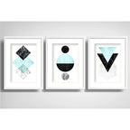 Set 3 Cuadros Geometrico Abstracto Moderno Con Paspartu B1