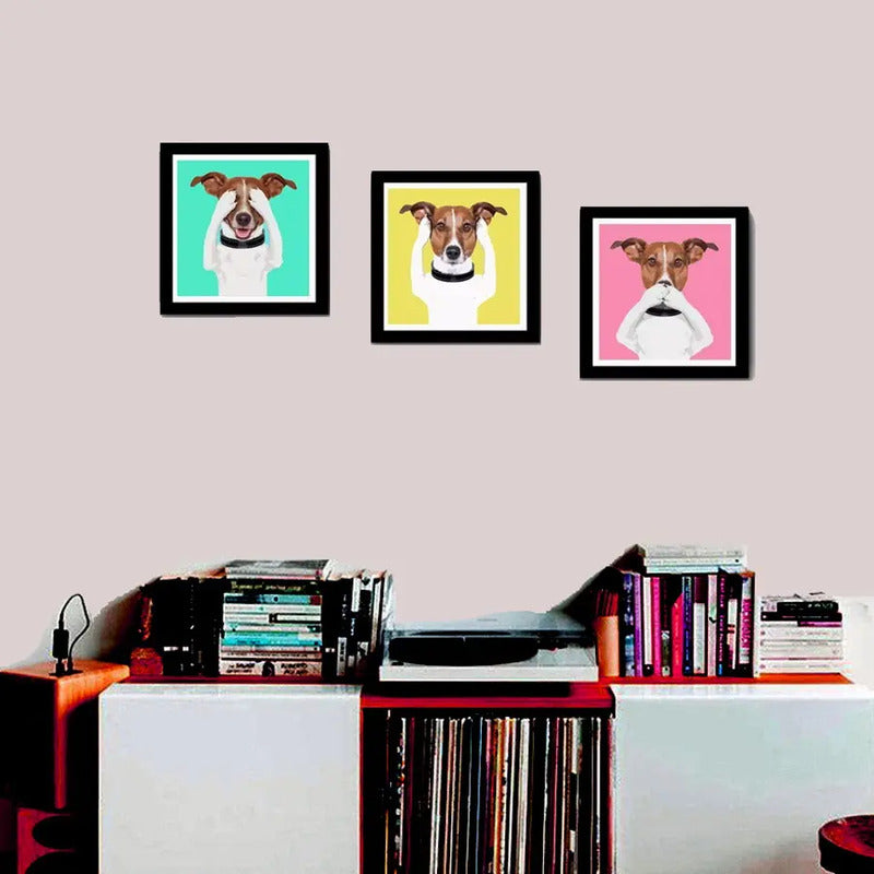 Set 3 Cuadros Perro Pop Art Colores Jack Russell Terrier Pet