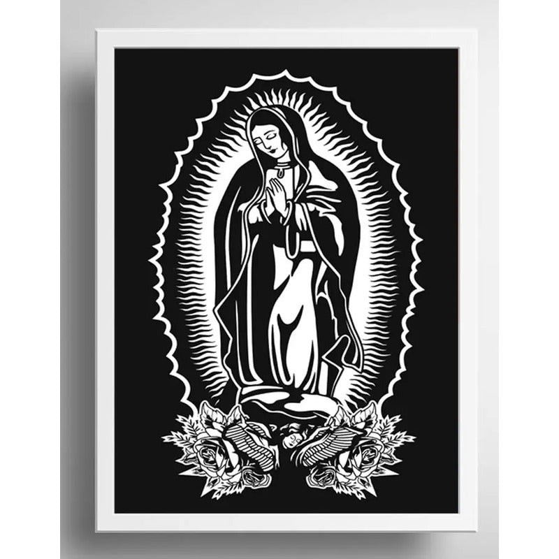 Cuadro Virgen De Guadalupe Blanco Y Negro Tattoo Decoracion