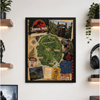 Cuadro Jurassic Park Mapa Isla Nublar Dinosaurio B2 Pelicula Marco Negro