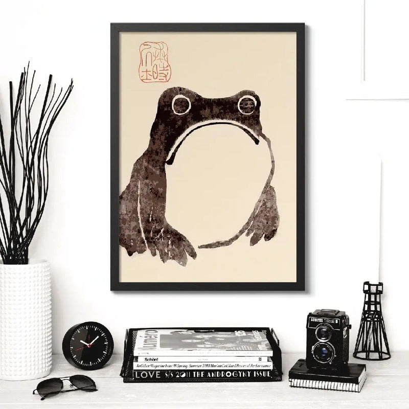 Cuadro Sapo Arte Japonés Matsumoto Hoji Animales Decoracion Marco Negro