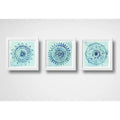 Set 3 Cuadros Mandalas Azul Arte Boho Zen Decoracion