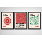 Set 3 Cuadros Yayoi Kusama Arte Japones Coleccion Obras Brs3 Marco Negro