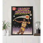 Cuadro Magic Johnson Lakers Comics Retro Baloncesto Deportes Marco Negro