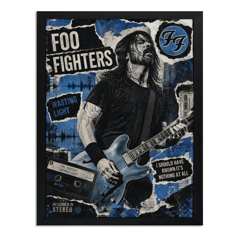 Cuadro Foo Fighters Wasting Light Dave Grohl Rock Vintage Marco Negro