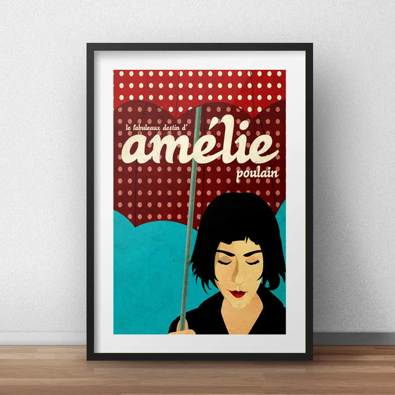 Cuadro Amélie Poulain Arte Pelicula Decoracion Con Paspartú Marco Negro