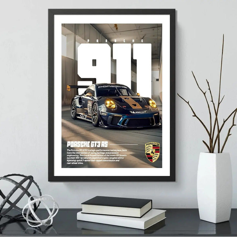 Cuadro Porsche 911 Gt3 Rs Auto Modelo Arte Decoracion Marco Negro